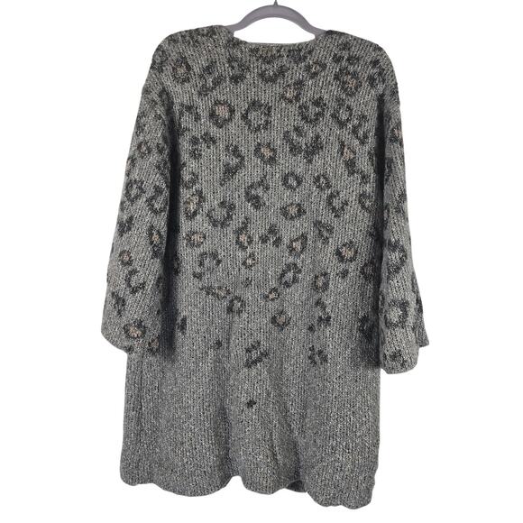 Cashmere and Cupcakes Jacquard Leopard Cardigan Anthropologie Women L - Picture 2 of 4